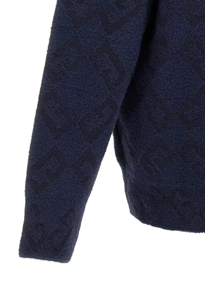 Givenchy Embroidered Logo Crew Neck Sweater In Blue
