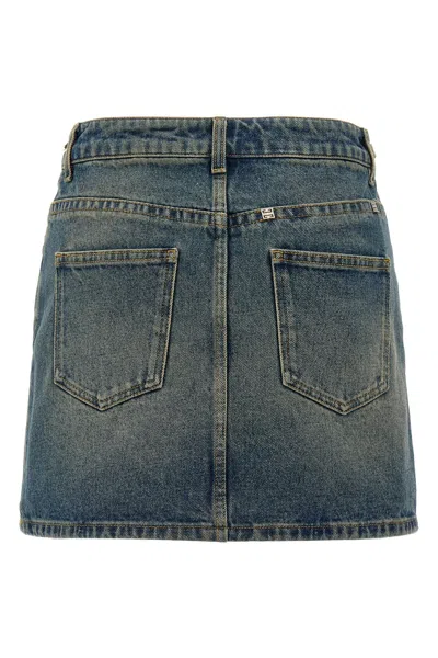 Givenchy Mini Skirt In Denim With Chain Details In Blue