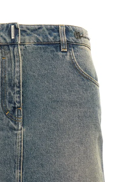 Givenchy Mini Skirt In Denim With Chain Details In Blue