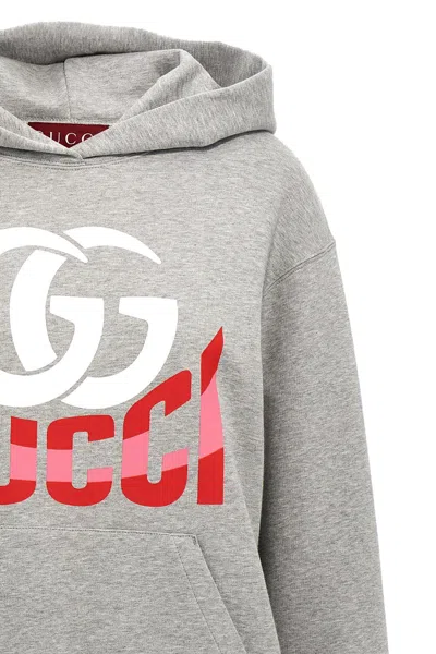 Gucci Cotton Jersey Hooded Sweatshirt In Gray