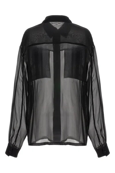 Saint Laurent Silk Crepe Muslin Shirt In Black