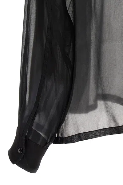 Saint Laurent Silk Crepe Muslin Shirt In Black