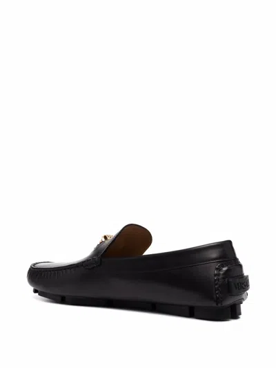 Shop Versace La Medusa Leather Driving Shoes