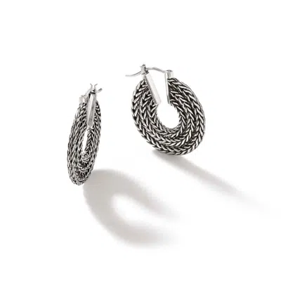 John Hardy Rata Chain 26mm Hoop Earring In Silver