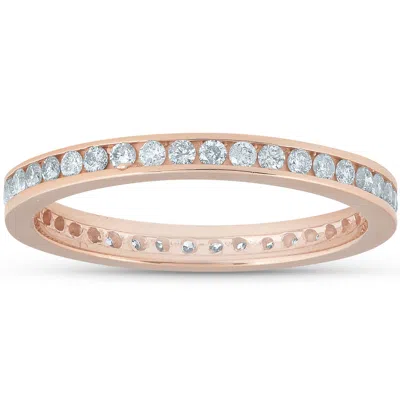 Pompeii3 1/2 Ct Diamond Eternity Ring 14k Rose Gold Channel Set Wedding Band In Multi