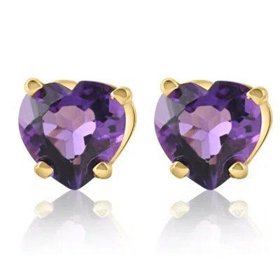 Pompeii3 1ct Heart Shape Amethyst Studs Earrings In 14k, Yellow, Rose, Or White Gold In Multi