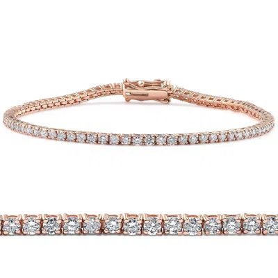 Pompeii3 3 Ct Lab Grown Diamond Tennis Bracelet 7" 14k Rose Gold In Multi
