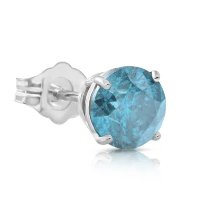 Pompeii3 1/5ct Blue Diamond Single Stud 10k White Gold In Multi