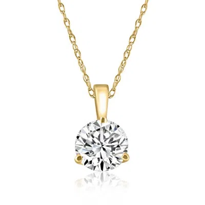 Pompeii3 Vs 1ct Round Moissanite 3-prong Martini Solitaire Pendant 14k Yellow Gold In Multi
