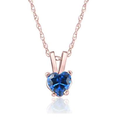 Pompeii3 Women's 1/2ct Blue Heart Shape Sapphire Pendent Rose Gold 18" Chain Necklace In Multi