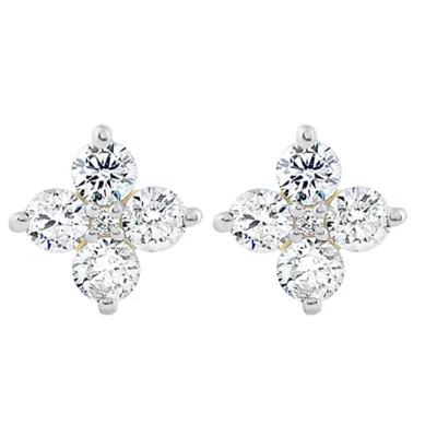 Pompeii3 1/2 Ct T. W. Round Diamond Star Studs Women's Yellow Gold Earrings Lab Grown In Multi