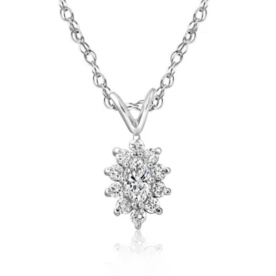 Pompeii3 1/2ct Marquise Halo Pave Diamond Solitaire Pendant 14k White Gold In Multi