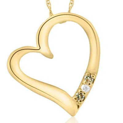 Pompeii3 Diamond & Peridot Heart Pendant 3-stone 10k Rose Gold With 18" Chain In Multi