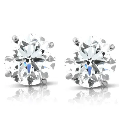 Pompeii3 1.70 Cttw 14k White Round Cut Studs Earrings Screw Back In Multi