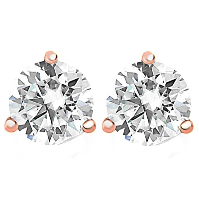 Pompeii3 2 Carat Round Diamond Martini Studs 14k Rose Gold Enhanced In Multi