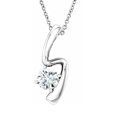 Pompeii3 1/2ct Solitaire Round Moissanite 10k White Gold Pendant & Chain Womens Jewelry In Multi