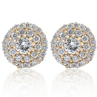 Pompeii3 Double Halo Diamond Screw Back Studs 1/2 Carat Tw 14k Yellow Gold In Multi