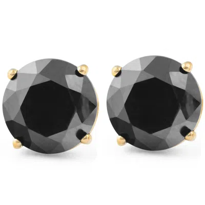 Pompeii3 2 1/4ct Black Diamond Studs 14k Yellow Gold Earrings In Multi