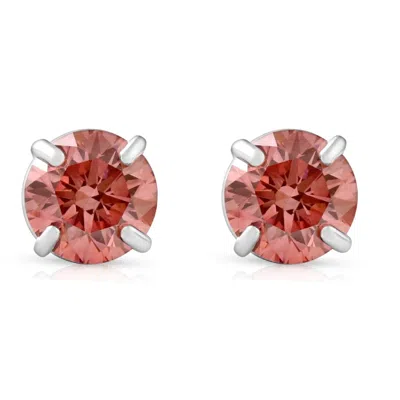Pompeii3 3/8ct Pink Lab Grown Diamond Screw Back Studs Earrings 14k White Gold In Multi