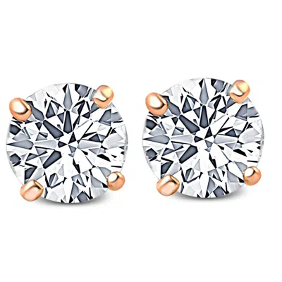 Pompeii3 3/4ct Diamond Studs Screw Back 14k Rose Gold In Multi