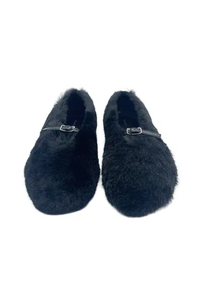 Proenza Schouler Tee Mary Jane Fur Ballerina In Black