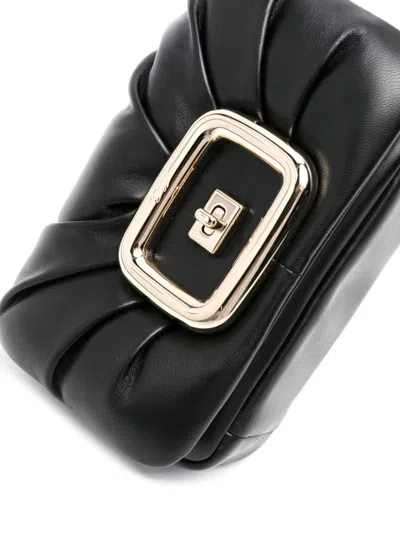 Roger Vivier Stylish Black Leather Handbag With Metal Buckle And Versatile Straps