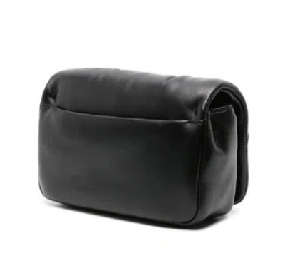 Roger Vivier Stylish Black Leather Handbag With Metal Buckle And Versatile Straps