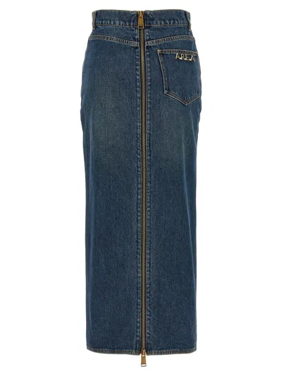 Area Logo-charm Denim Midi Skirt
