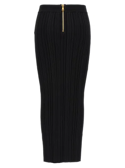 Balmain Pleated Midi Skirt Skirts Black