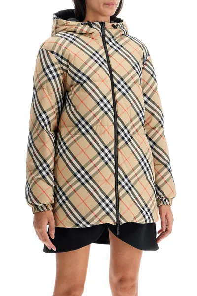 Shop Burberry Reversible Midi Down Jacket