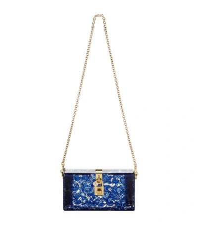 Shop Dolce & Gabbana Dolce Lace Plexiglass Box Clutch In Blue