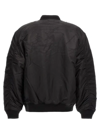 Diesel Classic Black Nylon Bomber Jacket With Zip And Side Pockets