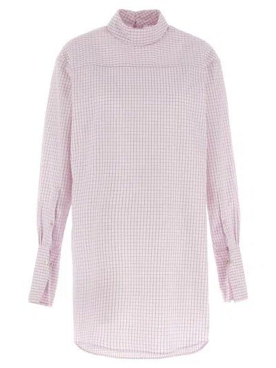 Dries Van Noten Long Cotton Shirt With Checkered Pattern