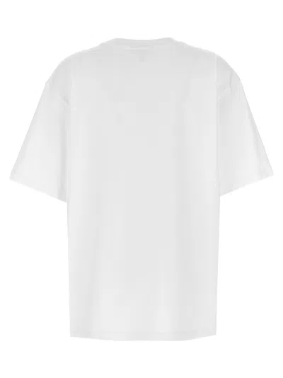 Ganni Rhinestone Logo Embroidery T-shirt In White