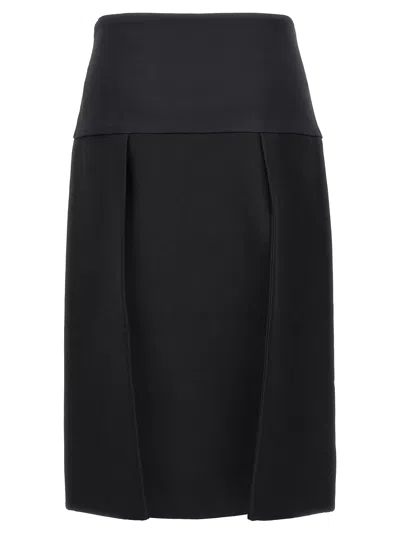 Khaite Kidd Pleated Leather Midi Skirt