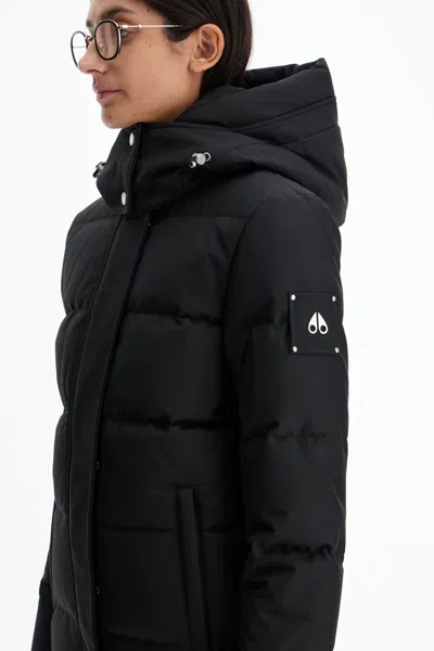 Moose Knuckles Hooded Down Jacket In Black