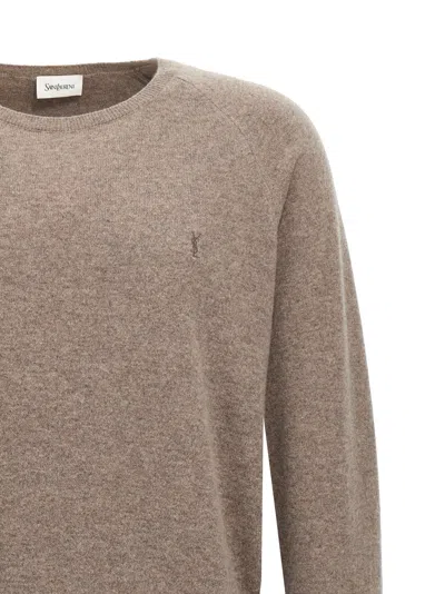 Saint Laurent Cassandre Cashmere Sweater Men In Neutral