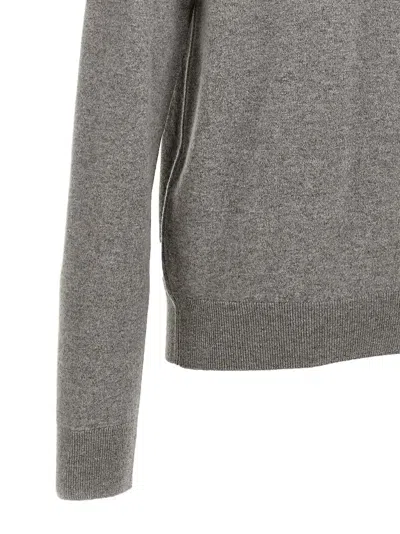 Saint Laurent Grey Crewneck Sweater With Cassandre In Cashmere Man