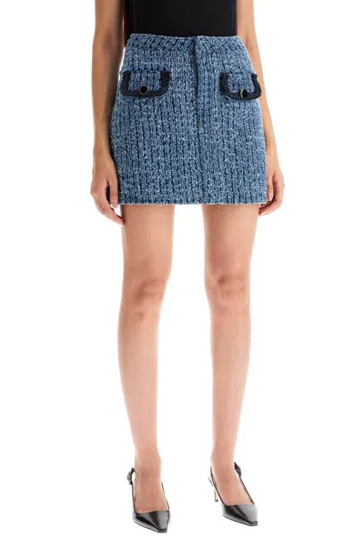 Shop Self-portrait Self Portrait Distressed Denim Mini Skirt