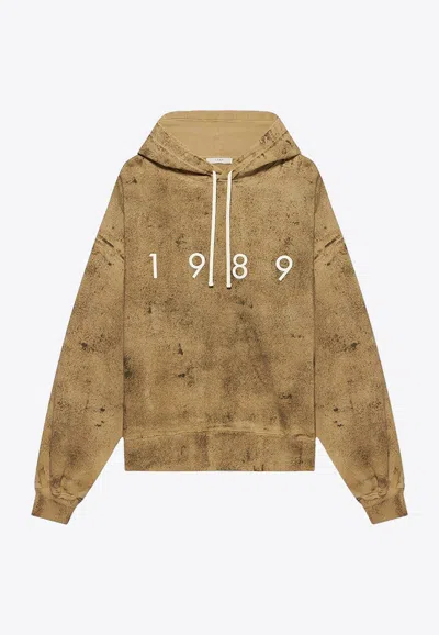 1989 Studio Brushed Cotton Hoodie With Embossed Logo In Neutral