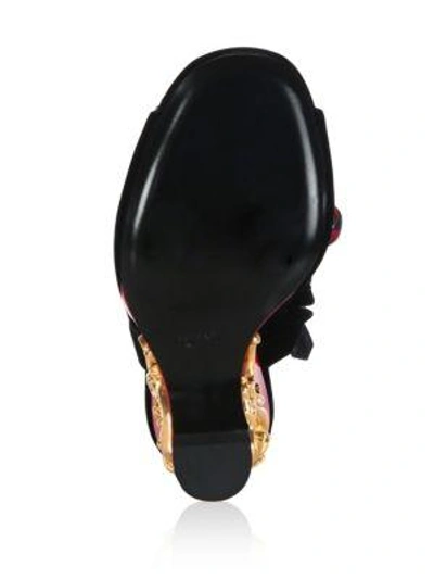 Shop Prada Embellished Wedge Suede Lace-up Sandals In Black-multi