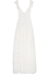 NEEDLE & THREAD BRIDAL LACE-PANELED SILK-CREPE GOWN