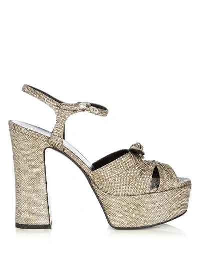Saint Laurent Candy Lurex Glitter Platform Sandals In Gold And