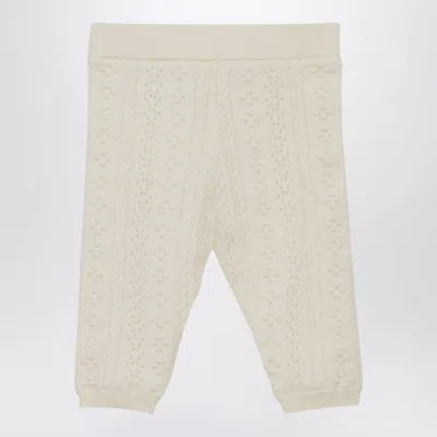 Chloé Ivory Embroidered Cotton And Wool Legging In White