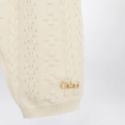 Chloé Ivory Embroidered Cotton And Wool Legging In White