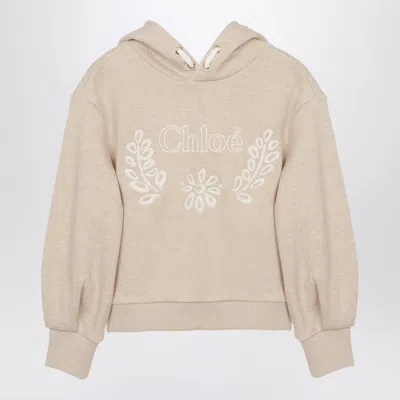 Shop Chloé Beige Hoodie With Logo