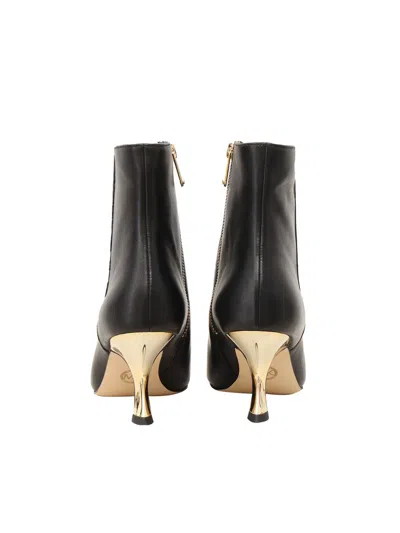 Michael Kors Luna Bootie High Heels Ankle Boots In Black Leather In Black