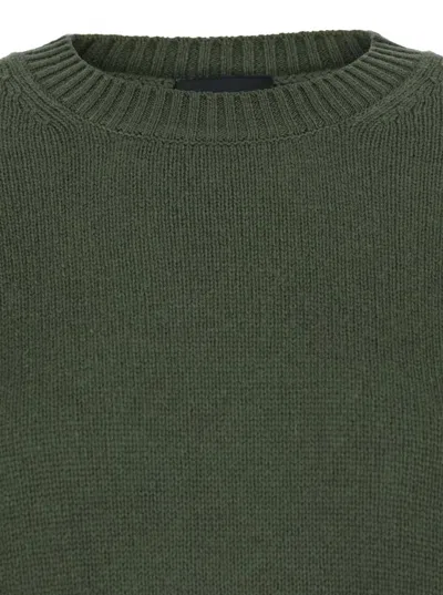Plain Dark Green Crewneck Sweater In Green