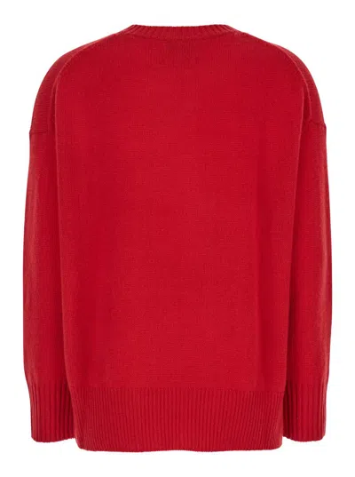 Plain Red Crewneck Sweater In Red