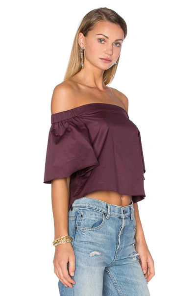 Shop Tibi Off The Shoulder Short Sleeve Top In Plum